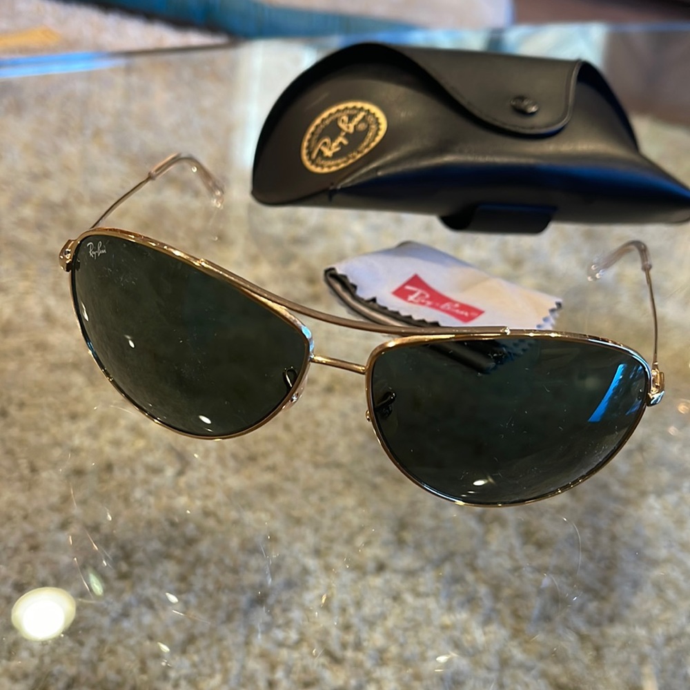 Ray Ban Sunglasses Gold/Green 3454L 001/71 65 13 3N EUC! Includes case chamois
